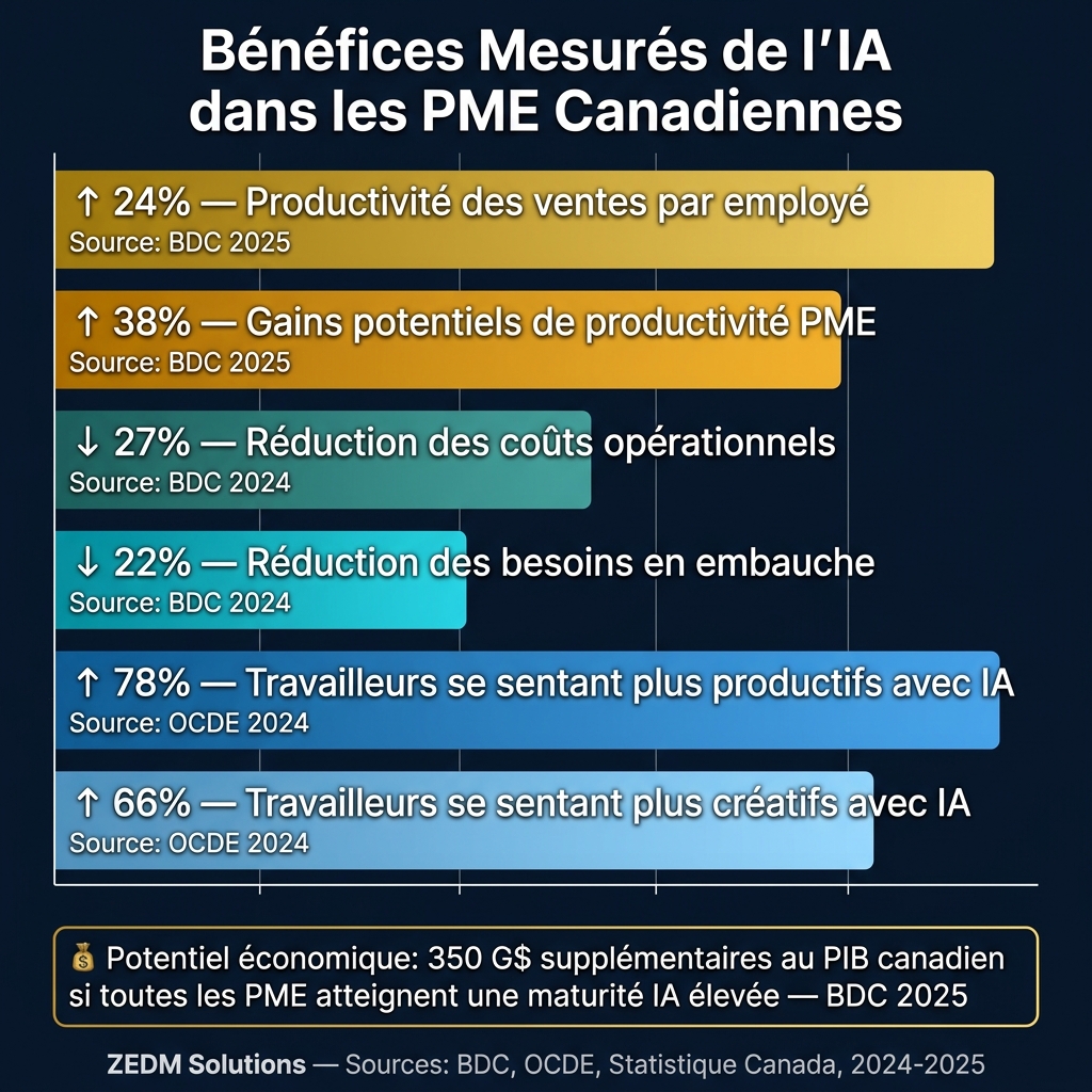 Bénéfices mesurés de l'IA dans les PME canadiennes